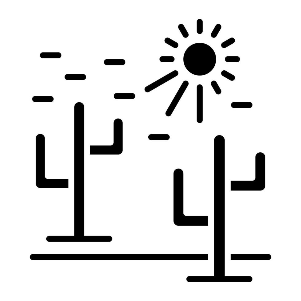 icona del glifo del calore del deserto vettore