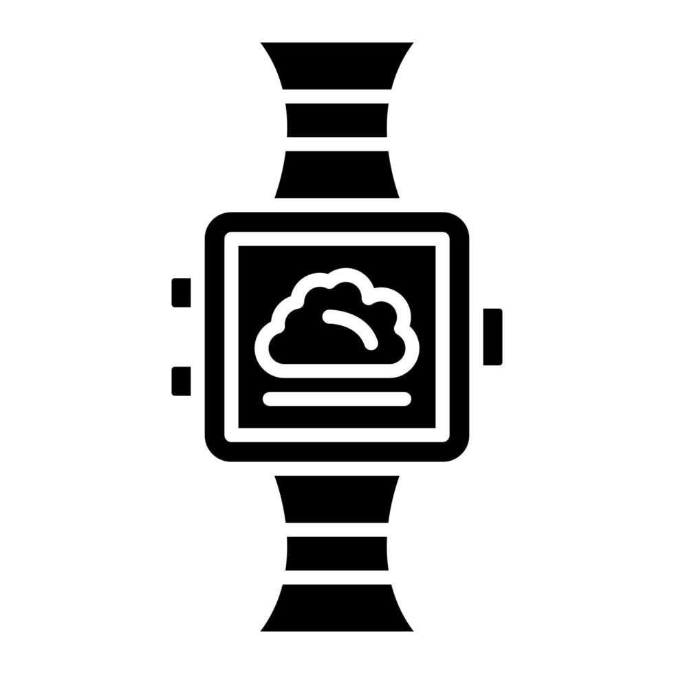 tempo metereologico orologio intelligente glifo icona vettore