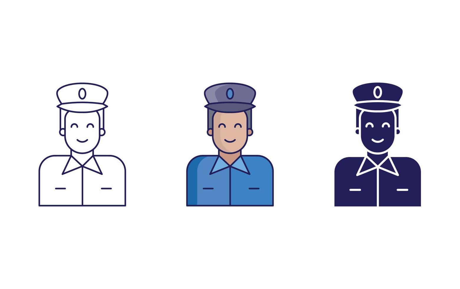 sicurezza polizia lineare e glifo icona, isolato vettore illustrazione