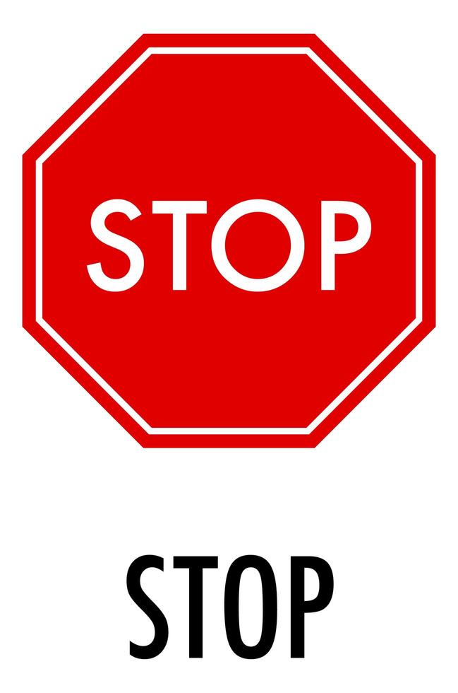 segnale di stop su sfondo bianco vettore