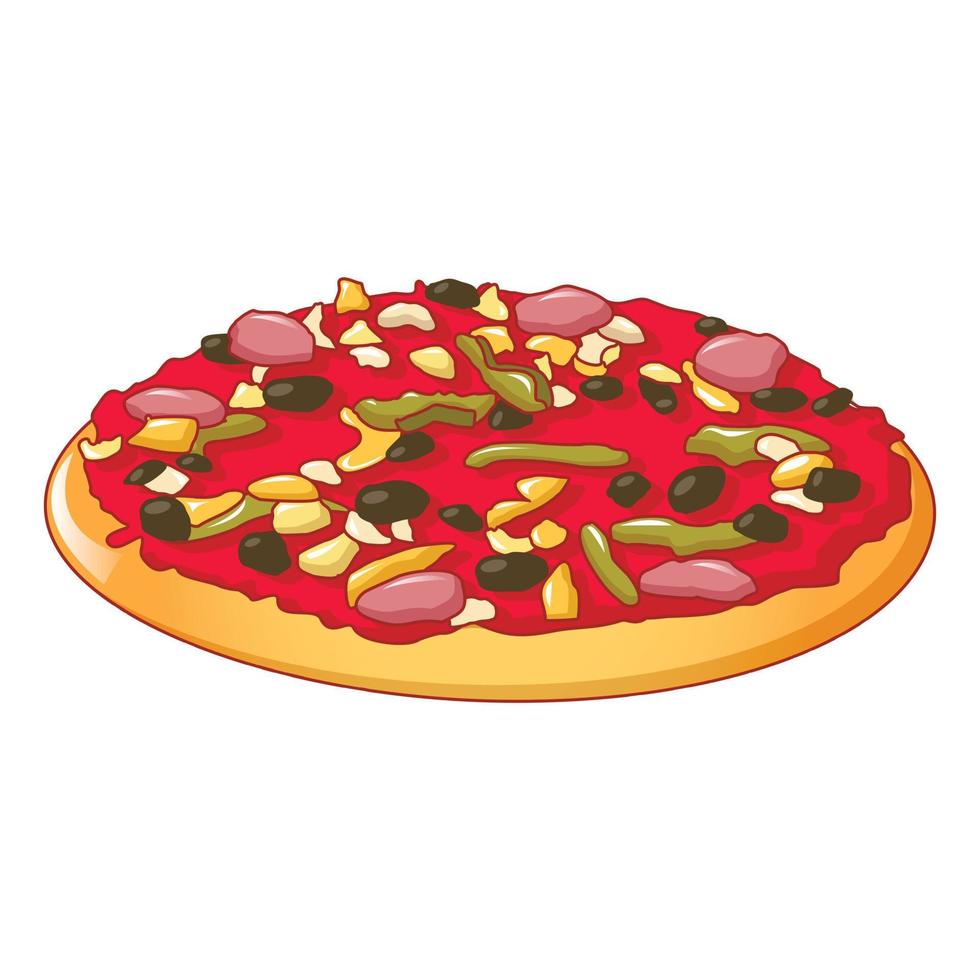 oliva Pizza icona, cartone animato stile vettore