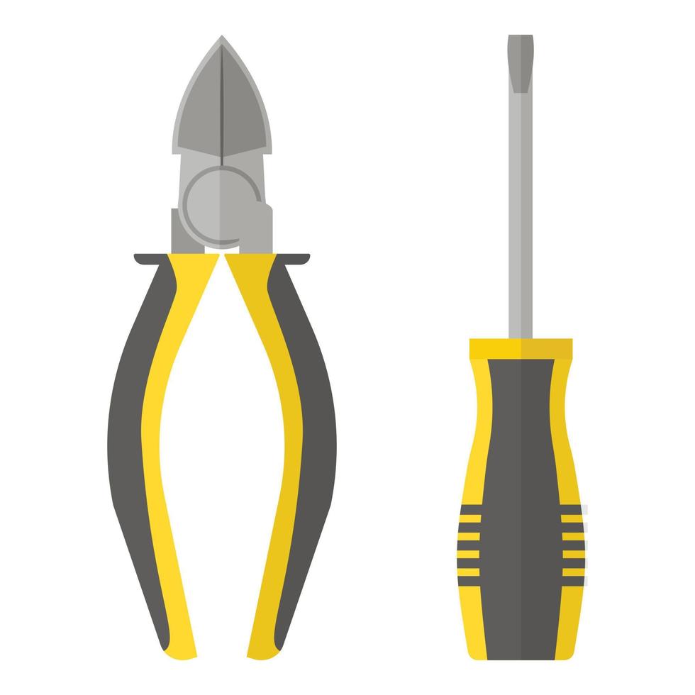 Cacciavite e pinze icona, piatto stile vettore