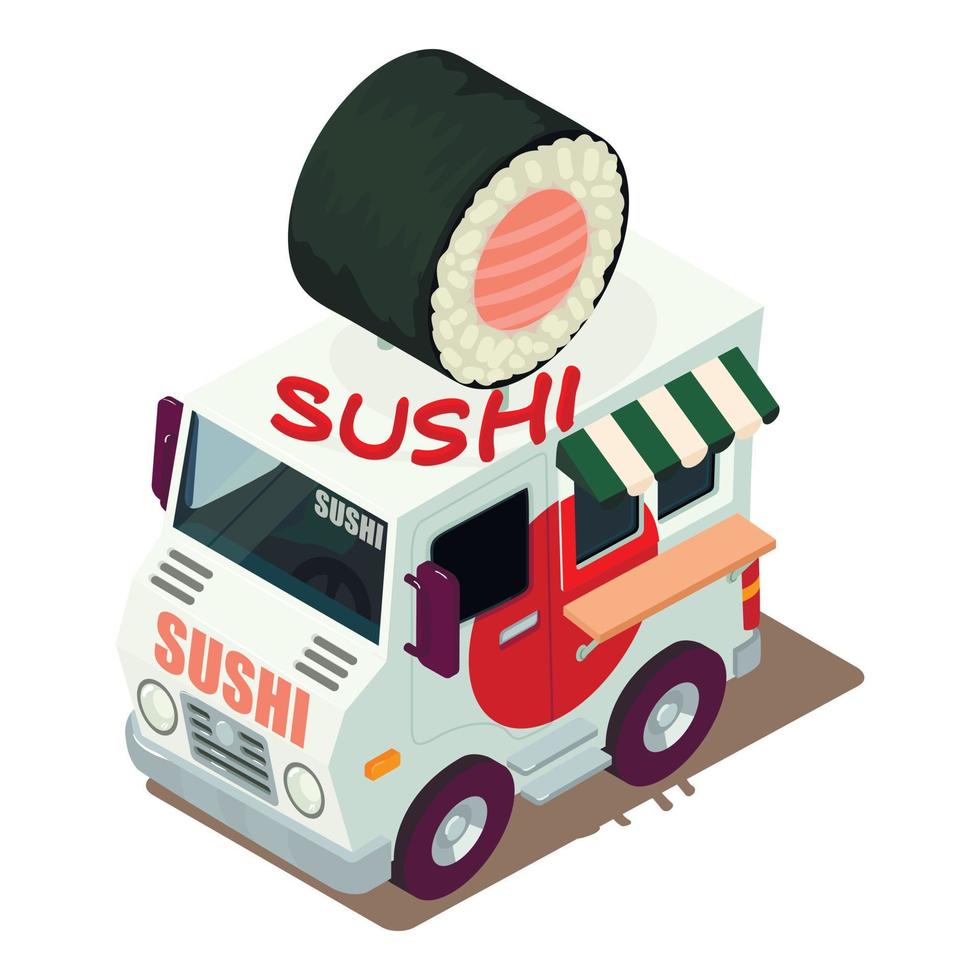 Sushi macchina icona, isometrico stile vettore