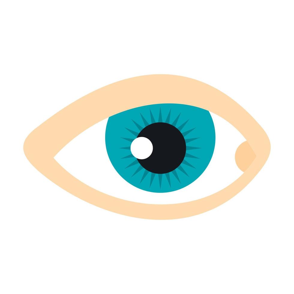 blu umano occhio icona, piatto stile vettore