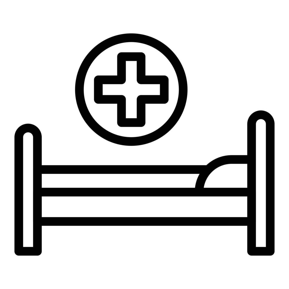 ospedale letto icona schema vettore. medico paziente vettore
