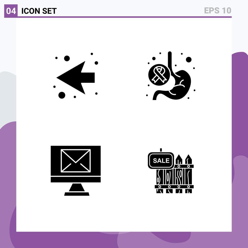 impostato di 4 moderno ui icone simboli segni per freccia e-mail cancro stomaco recinto modificabile vettore design elementi