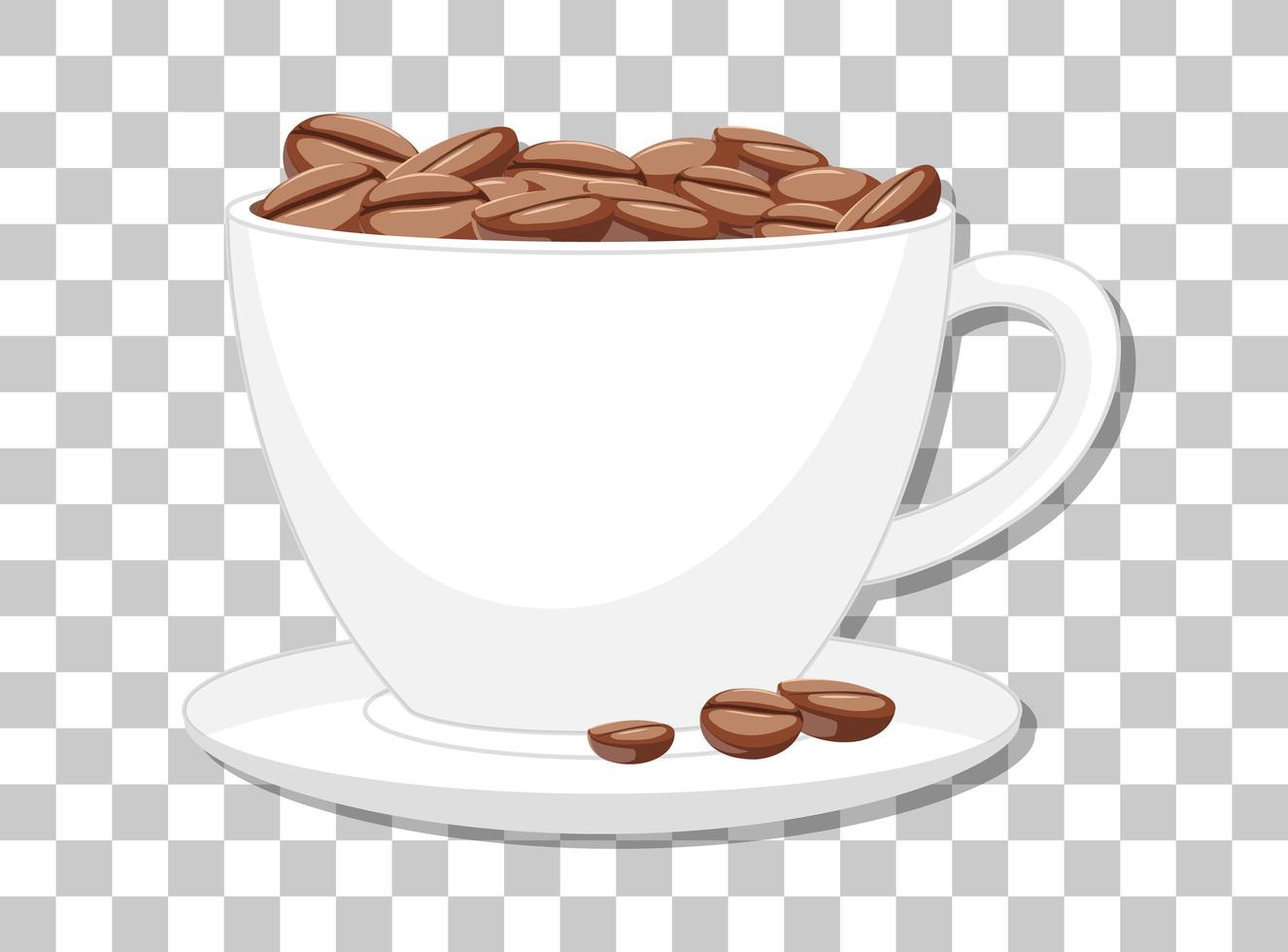 chicchi di caffè in una tazza isolata su sfondo trasparente vettore