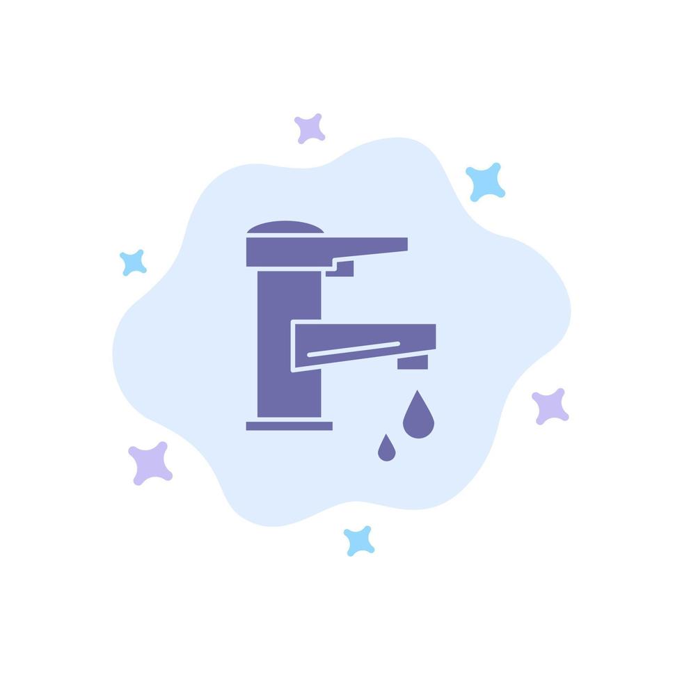 rubinetto acqua mano rubinetto acqua rubinetto far cadere blu icona su astratto nube sfondo vettore
