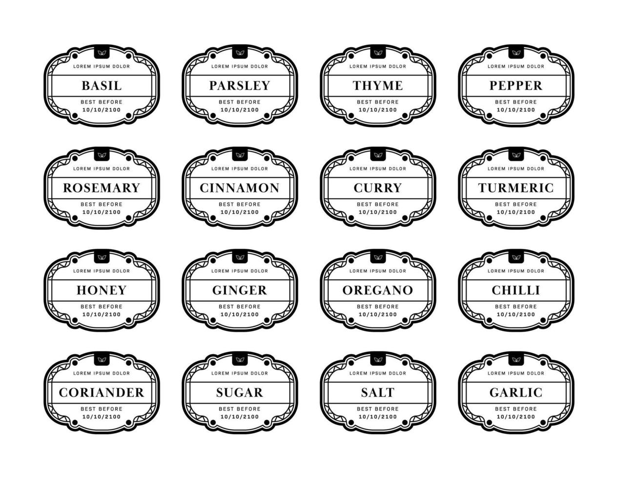 set di etichette adesive per condimenti per dispensa da cucina vintage vettore