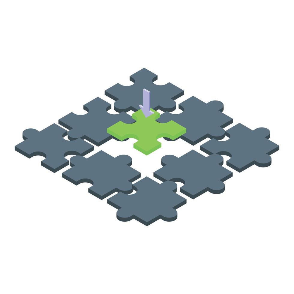 puzzle soluzione icona isometrico vettore. idea attività commerciale vettore