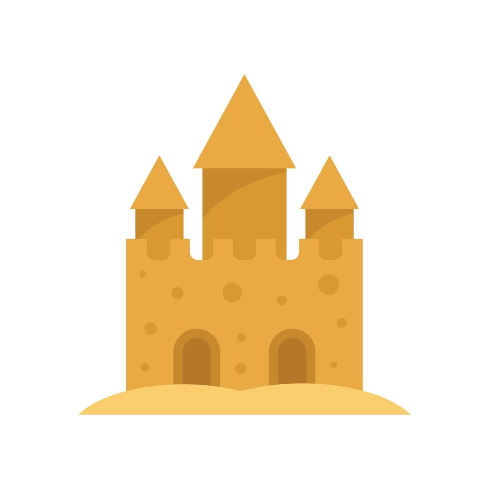 fantasia castello sabbia icona piatto isolato vettore