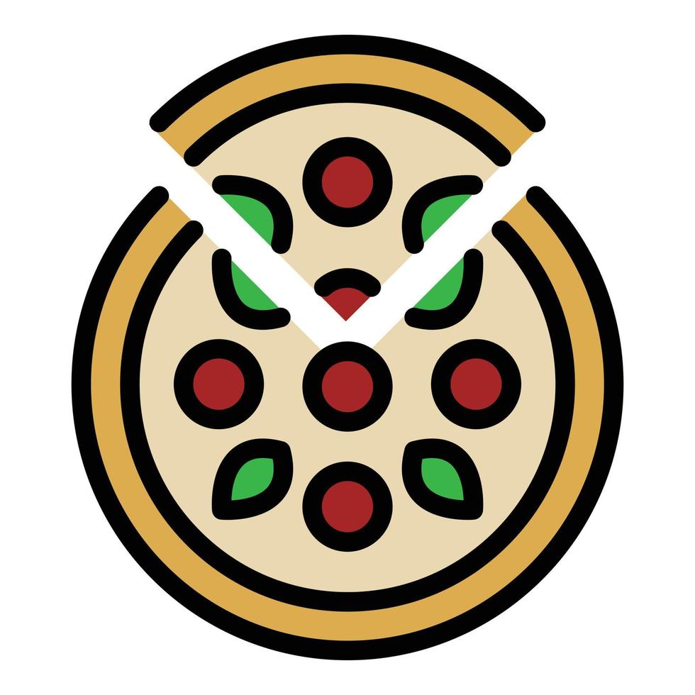 Pizza con olive icona colore schema vettore