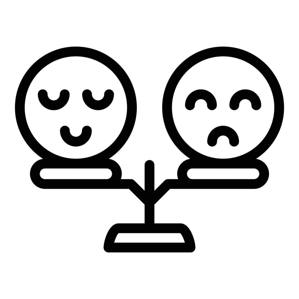soddisfazione equilibrio icona schema vettore. risposta emoji vettore