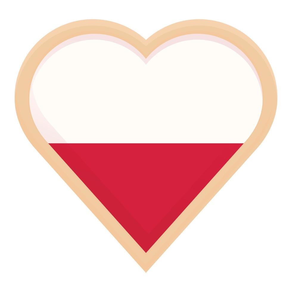 Polonia cuore bandiera icona cartone animato vettore. viaggio carta geografica vettore