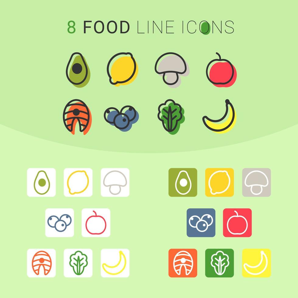 cibo linea App icone su verde sfondo vettore