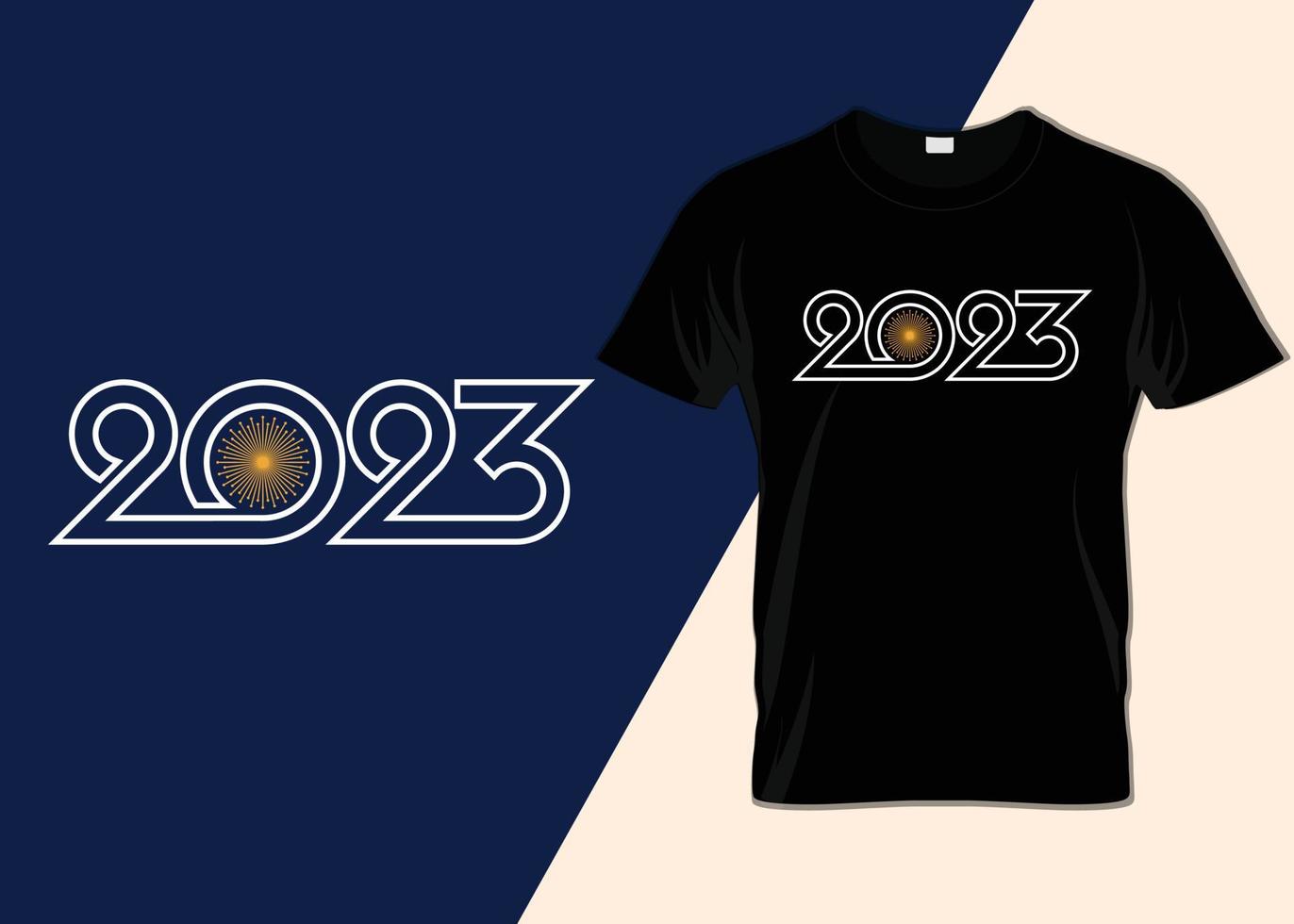 felice anno nuovo 2023 design t-shirt tipografica vettore