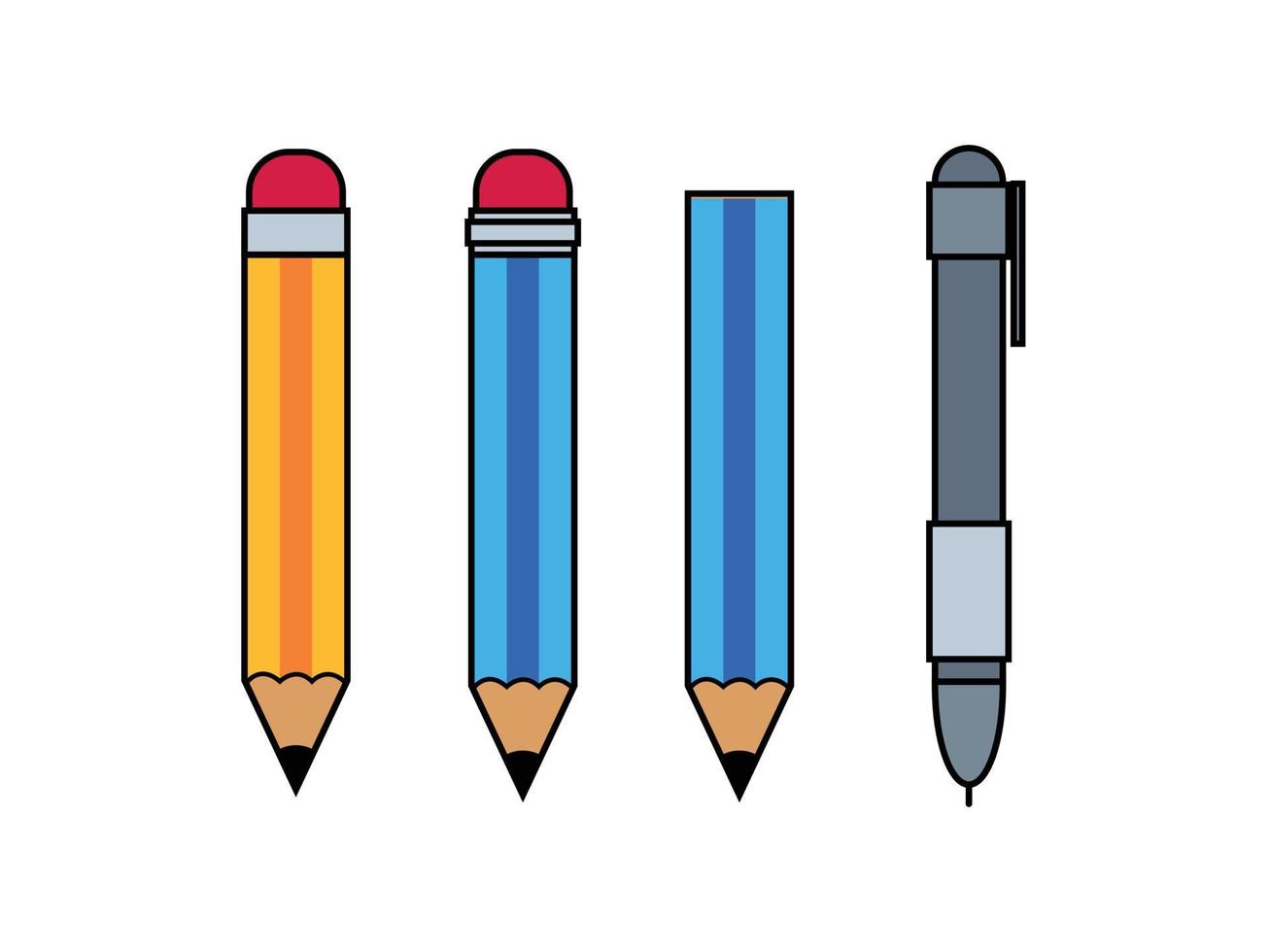 impostato di matite logo icona piatto minimalismo, isolato bianca. legna matita, meccanico matita vettore