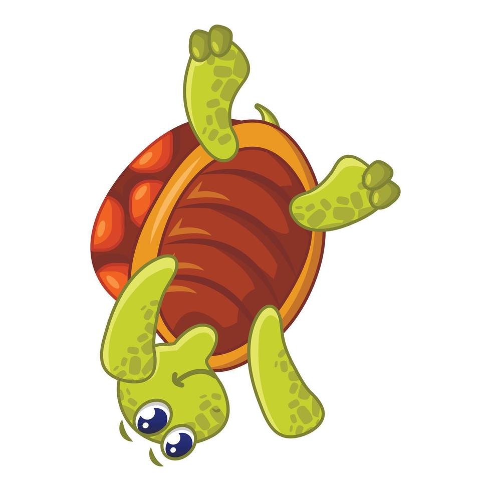 tartaruga su testa icona, cartone animato stile vettore