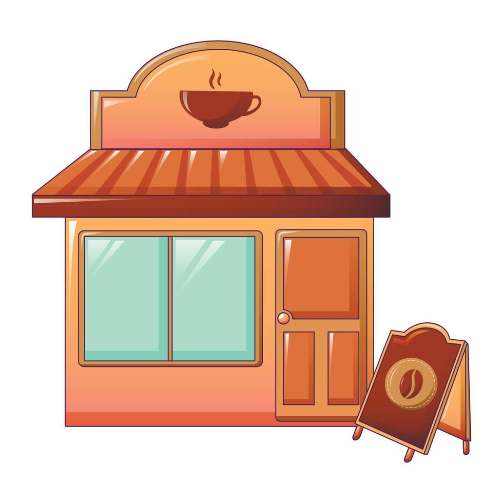 caffè negozio icona, cartone animato stile vettore