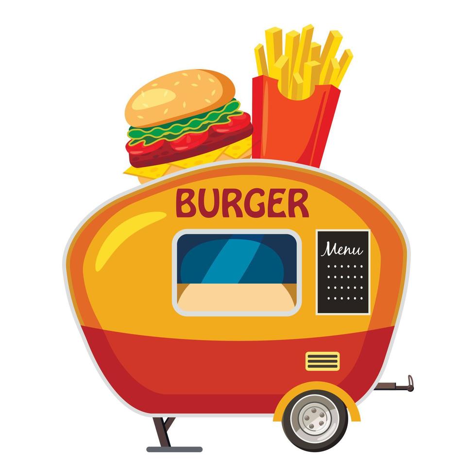 hamburger trailer mobile merenda icona, cartone animato stile vettore