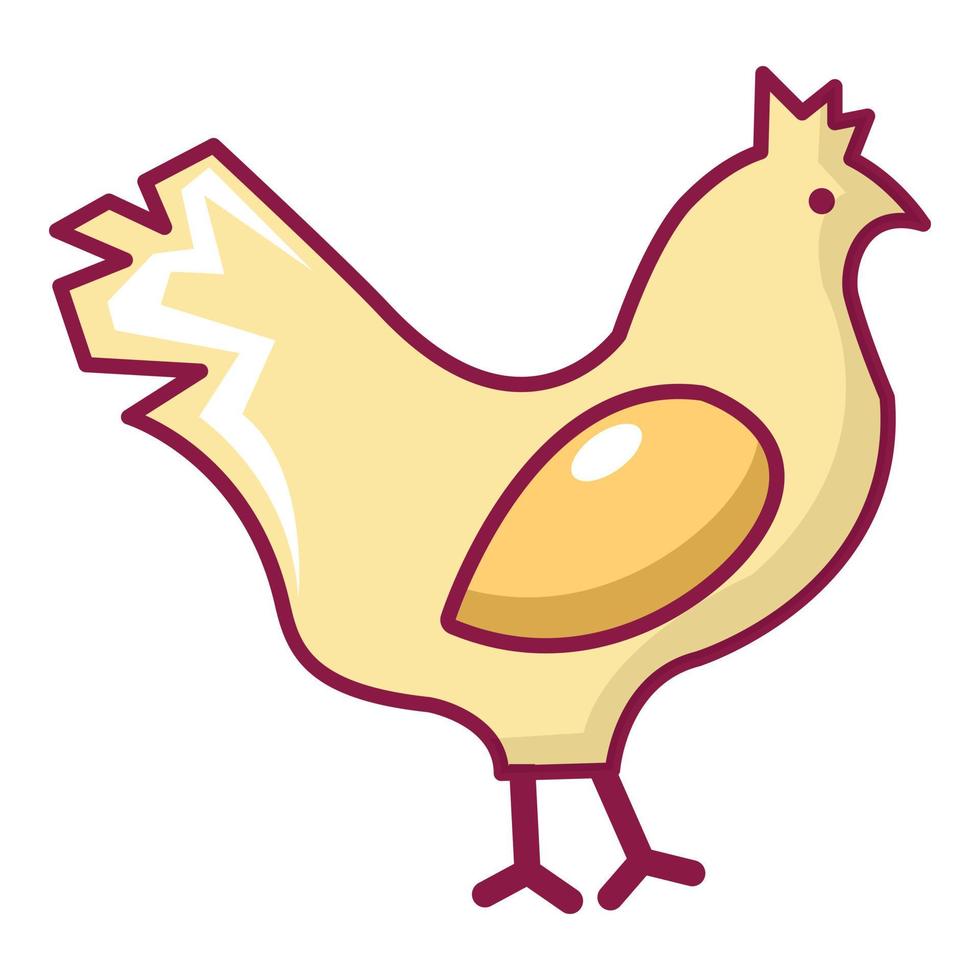 pollo icona, cartone animato stile vettore