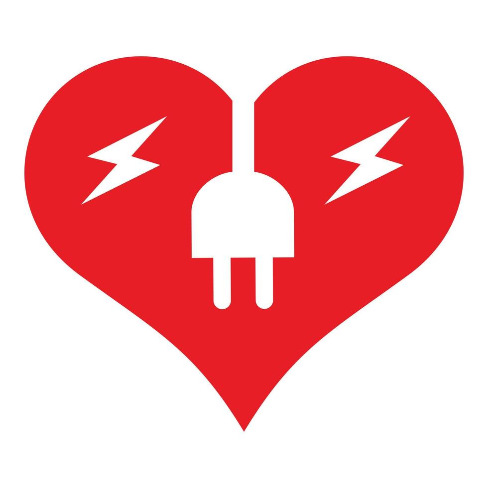 elettrico cuore icona, semplice stile vettore