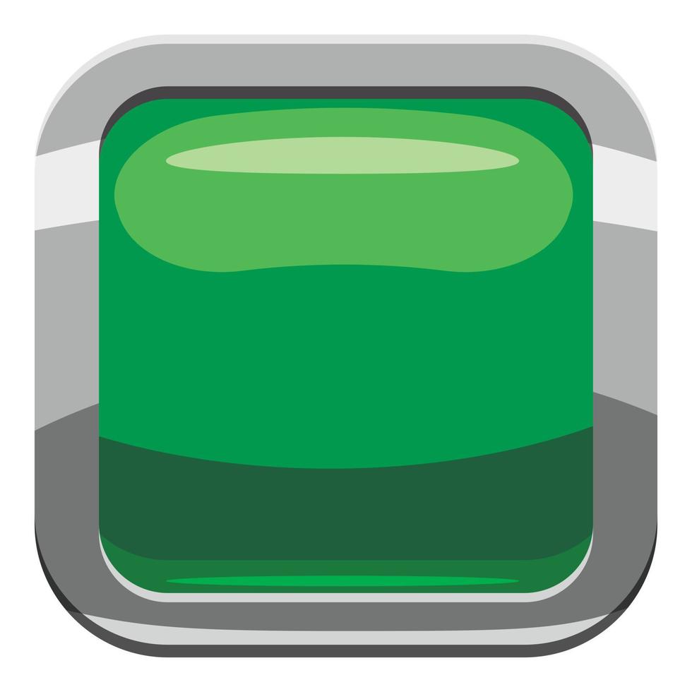 leggero verde piazza pulsante icona, cartone animato stile vettore