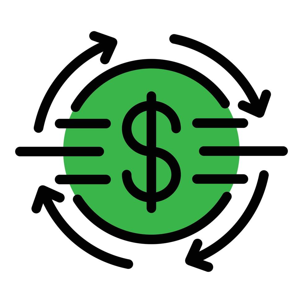 dollaro moneta icona colore schema vettore