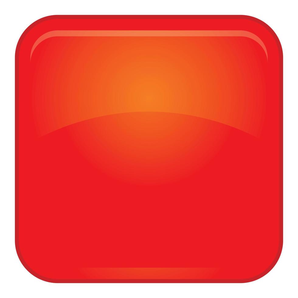 rosso pulsante icona, cartone animato stile vettore