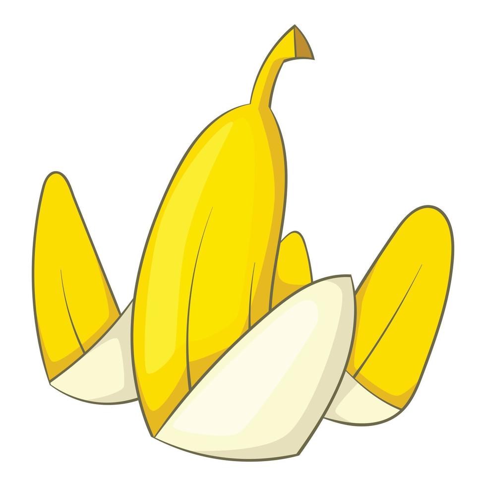 Banana sbucciare icona, cartone animato stile vettore
