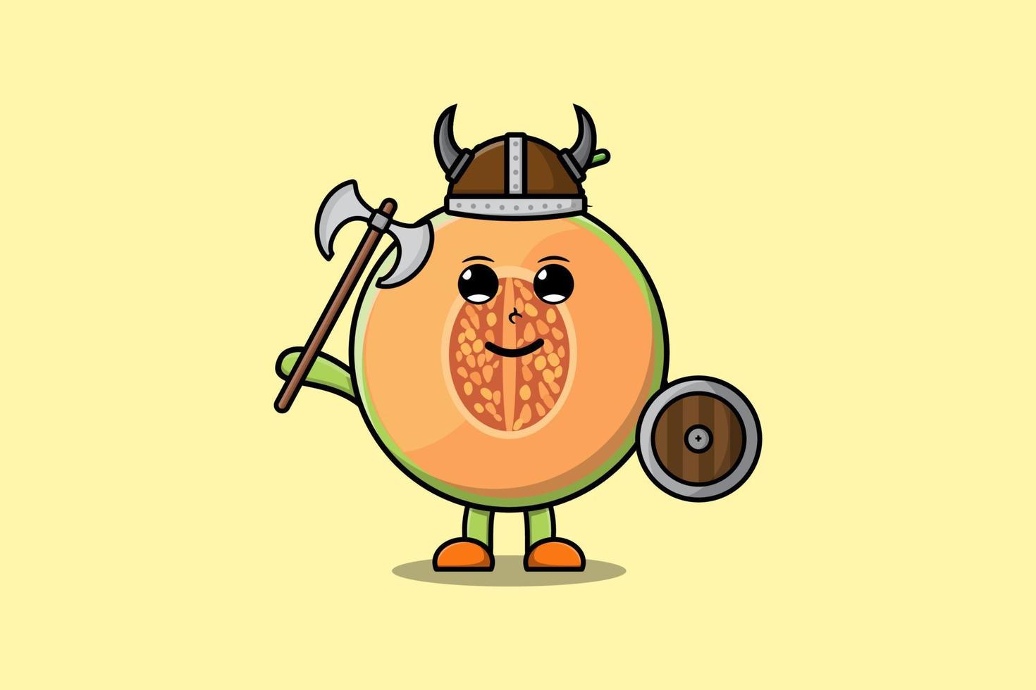 carino cartone animato personaggio melone vichingo pirata vettore