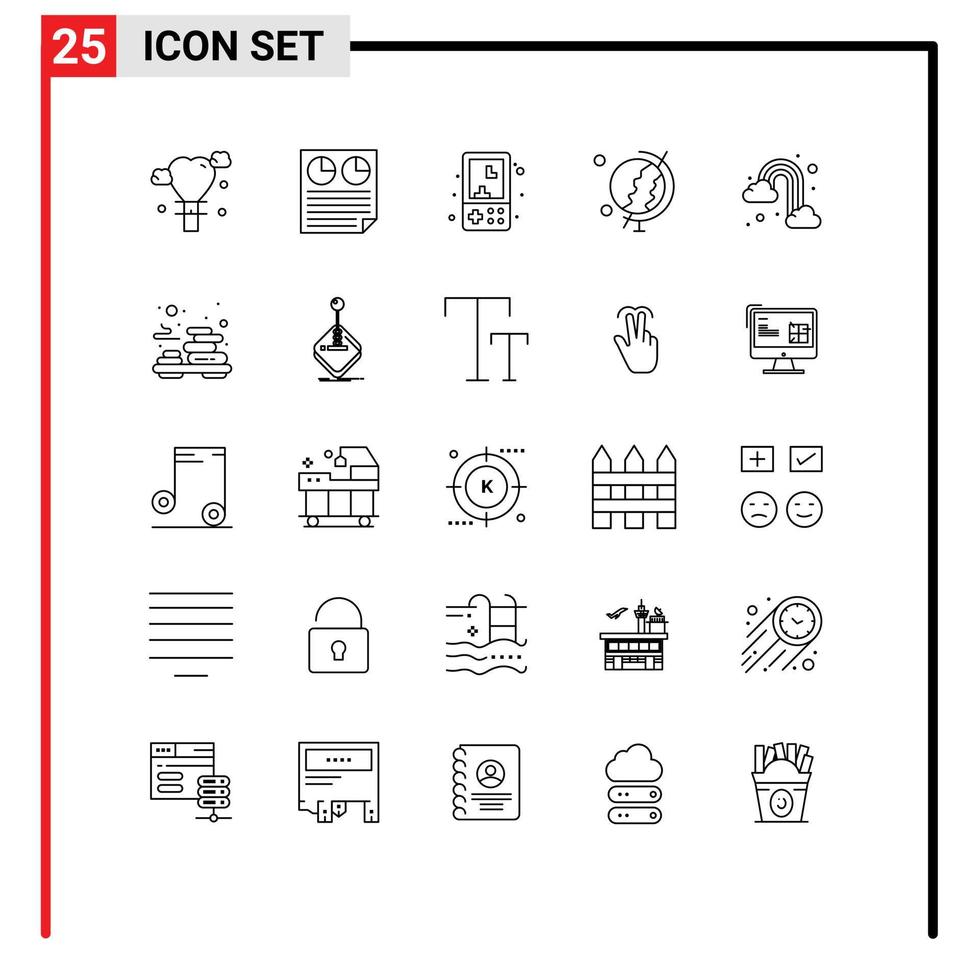 impostato di 25 commerciale Linee imballare per arcobaleno globo elettronica formazione scolastica giocare modificabile vettore design elementi
