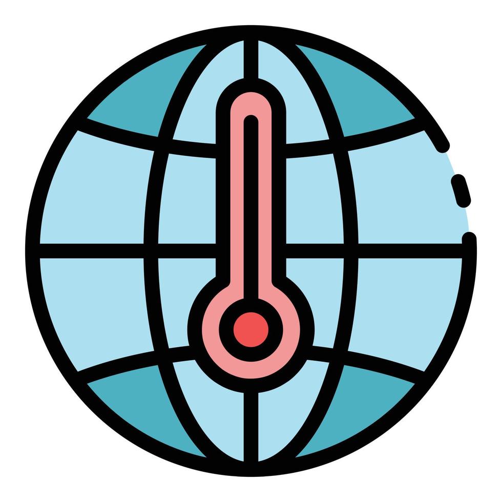globale temperatura su icona colore schema vettore