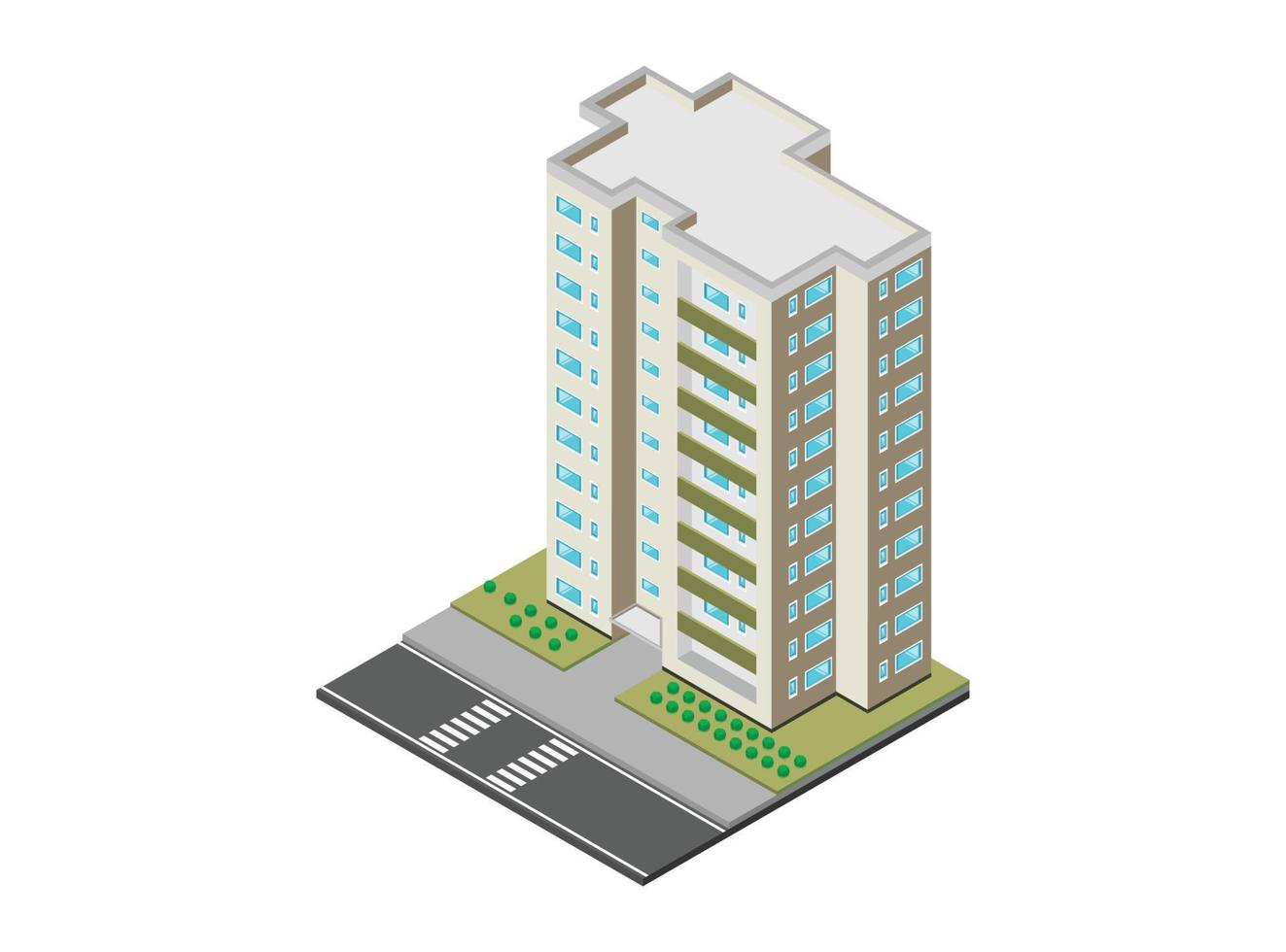 vettore isometrico icona o Infografica elementi di città appartamento edifici con strade e macchine per città carta geografica creazione. illustrazione adatto per diagrammi, infografica, e altro grafico risorse
