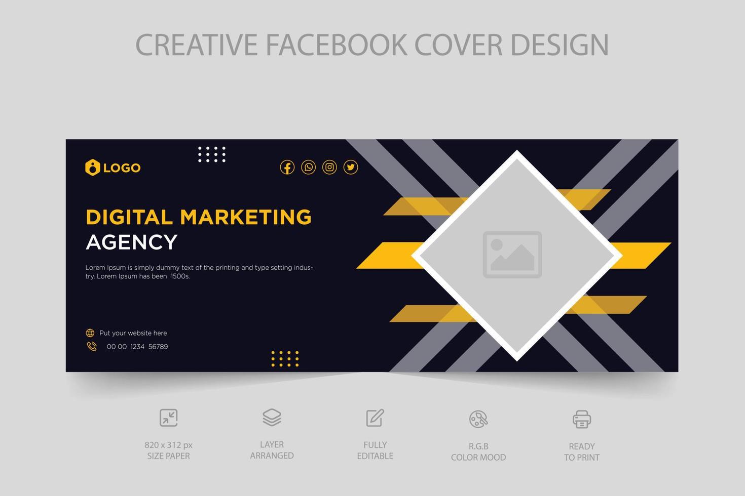 digitale marketing agenzia vivere seminario web e aziendale attività commerciale Facebook copertina modello vettore
