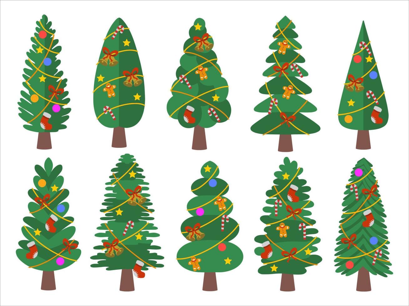 Natale pino albero con ornamenti vettore