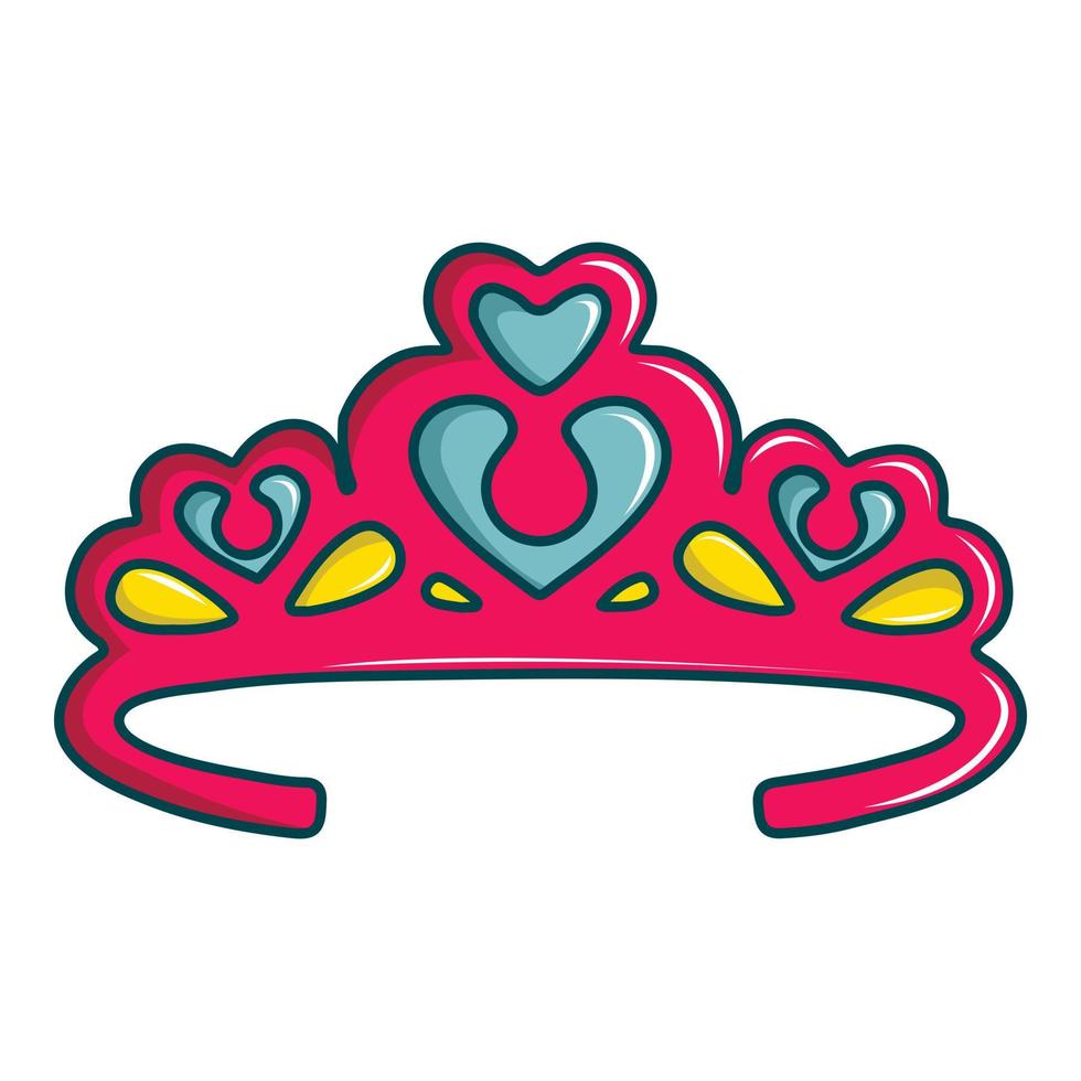 Principessa corona icona, cartone animato stile vettore