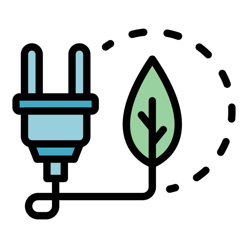 eco foglia elettrico spina icona colore schema vettore