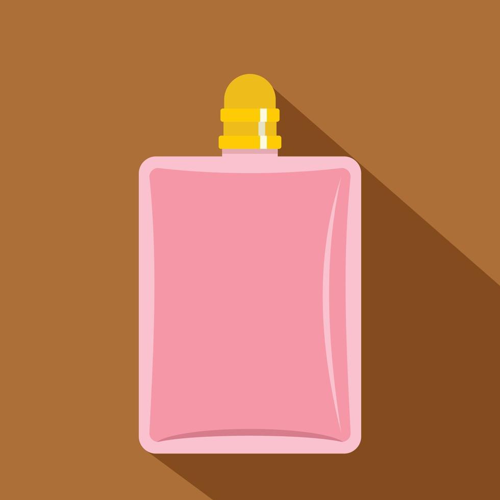 rosa bottiglia di femmina profumo icona, piatto stile vettore