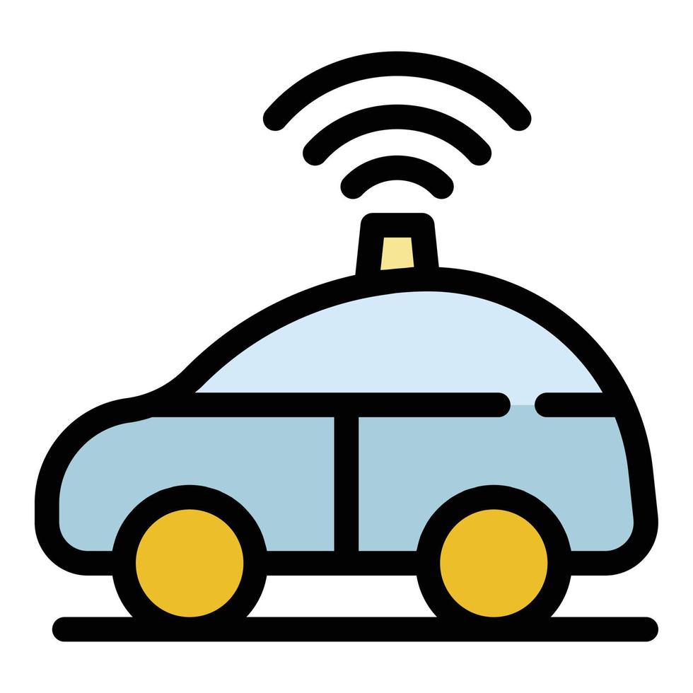 senza conducente auto su strada icona colore schema vettore