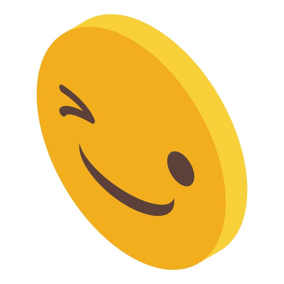 positivo emoji icona isometrico vettore. viso Sorridi vettore