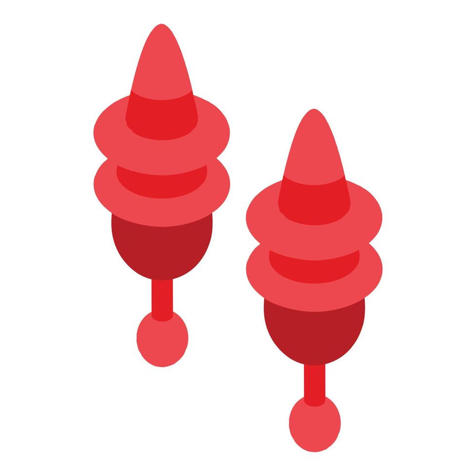 rosso tappi per le orecchie icona isometrico vettore. rumore protezione vettore