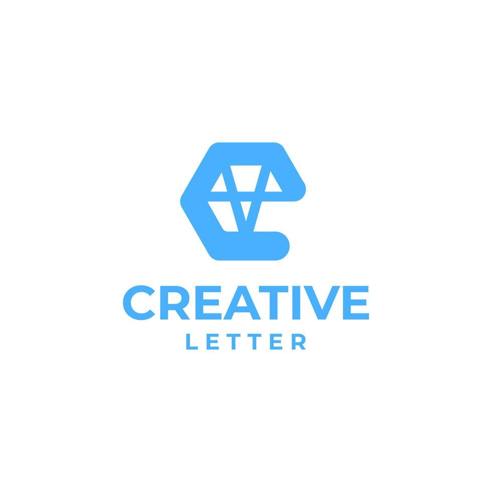 creativo lettera e logo, creativo alfabeto logo, lettera e design concetto, copione font disegno, geometrico alfabeto concetto, il giro logo vettore