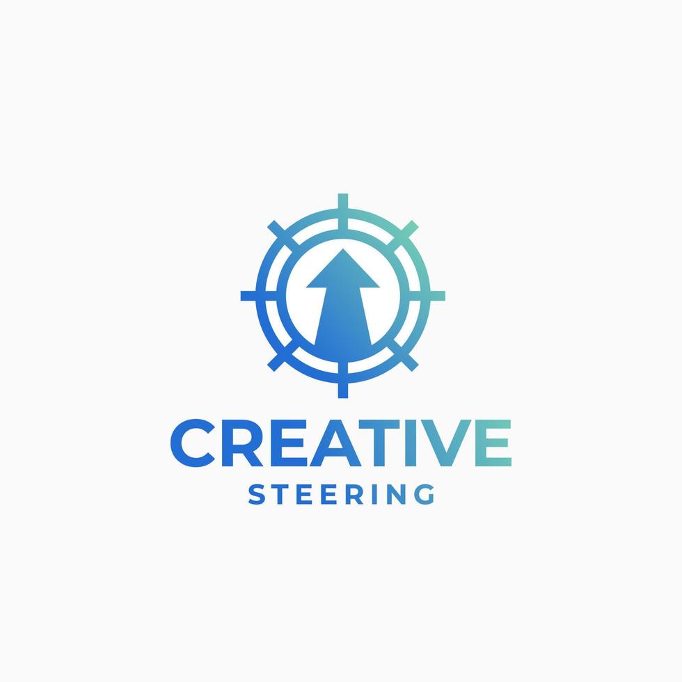 creativo timone logo, ruota logo, marino disegno, barca logo, yacht disegno, direzione logo concetto vettore