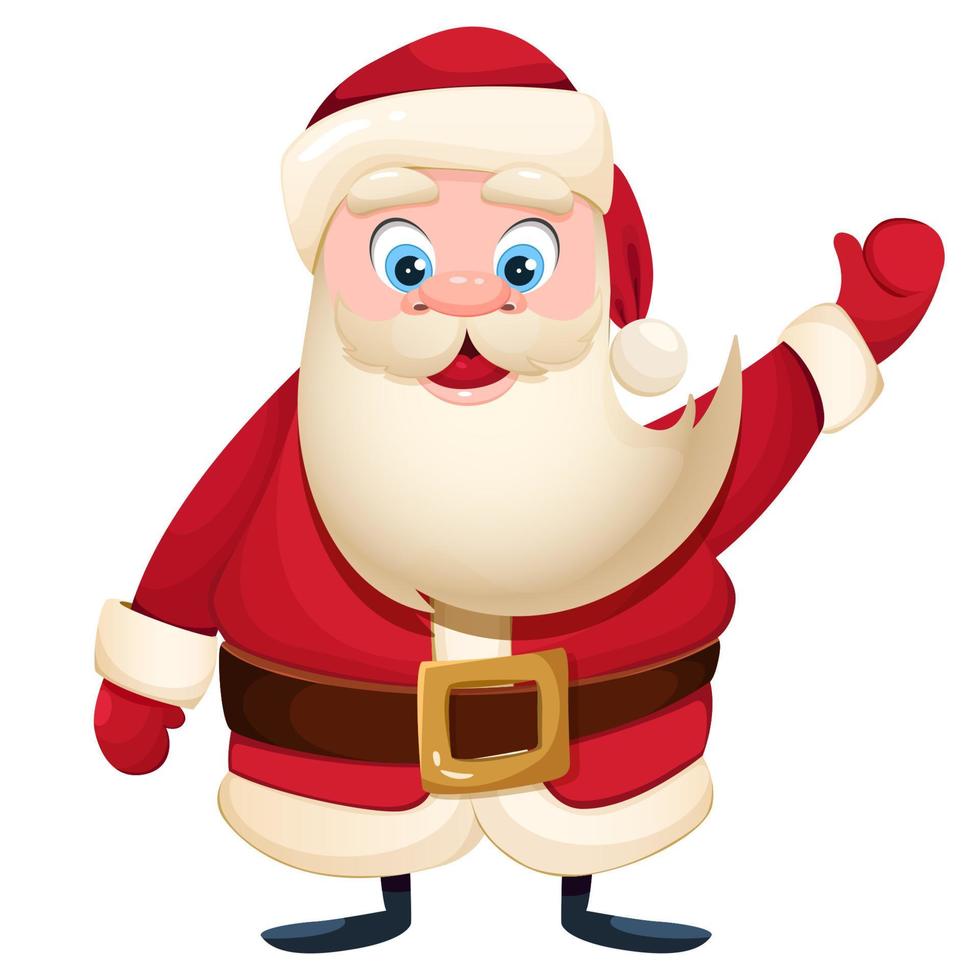 cartone animato Santa Claus nel rosso costume Spettacoli un' piace. allegro Natale e contento nuovo anno isolato vettore cartone animato illustrazione per saluto carta, bandiera e di più.