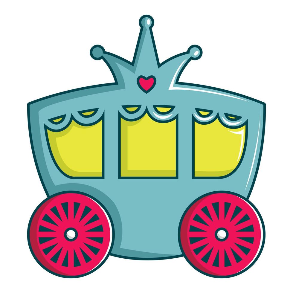 Principessa carrozza icona, cartone animato stile vettore