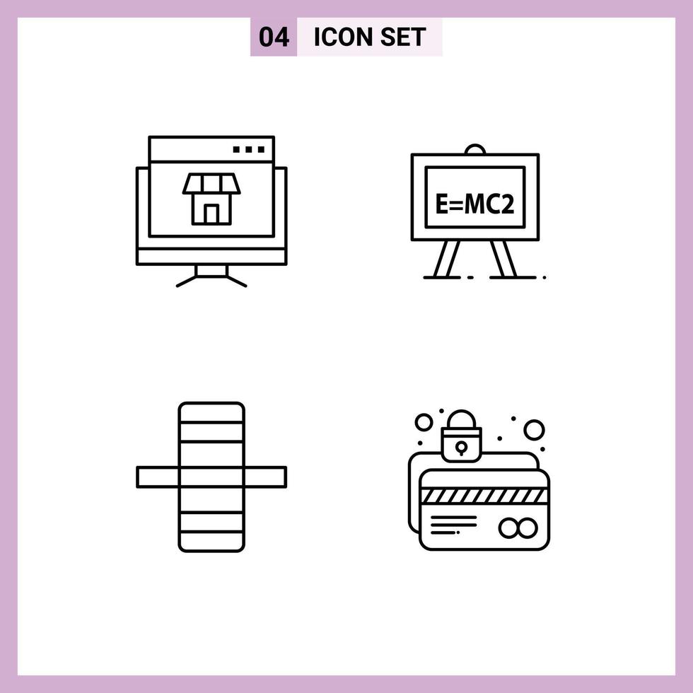 mobile interfaccia linea impostato di 4 pittogrammi di computer bordo in linea formula lato modificabile vettore design elementi
