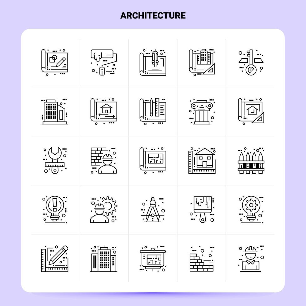 schema 25 architettura icona impostato vettore linea stile design nero icone impostato lineare pittogramma imballare ragnatela e mobile attività commerciale idee design vettore illustrazione