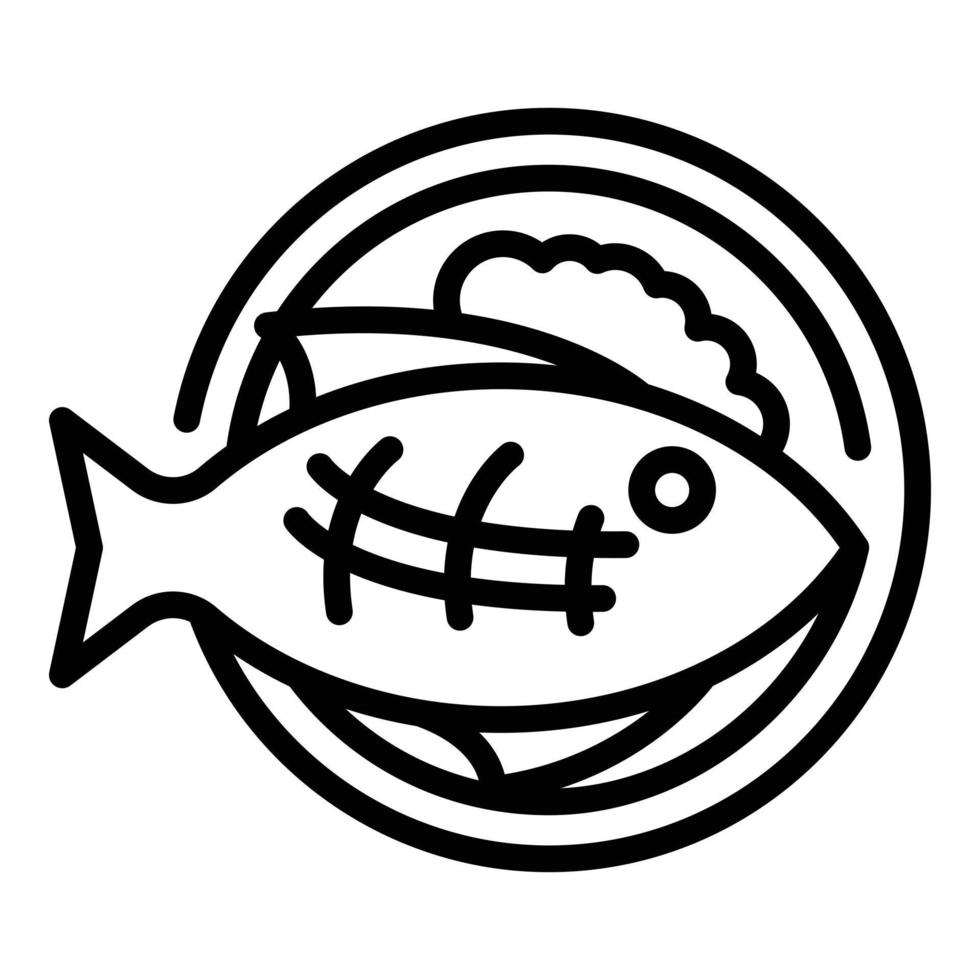 fritte pesce icona schema vettore. cibo cucina vettore