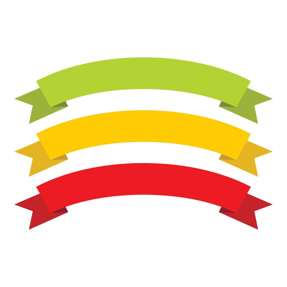 rosso, giallo, verde nastri icona, piatto stile vettore